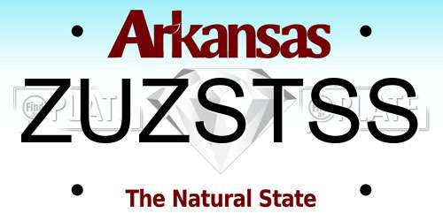 ZUZSTSS Arkansas License Plate