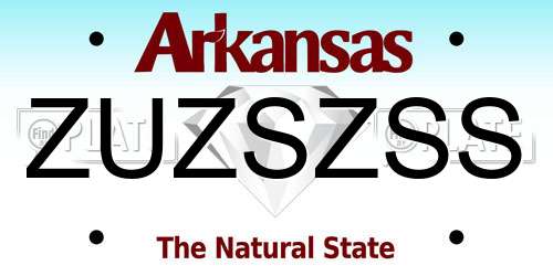 ZUZSZSS Arkansas License Plate