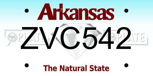 ZVC542 Arkansas License Plate