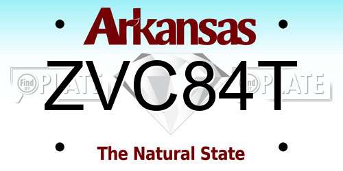 ZVC84T Arkansas License Plate