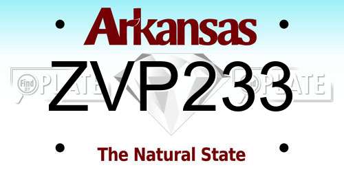ZVP233 Arkansas License Plate