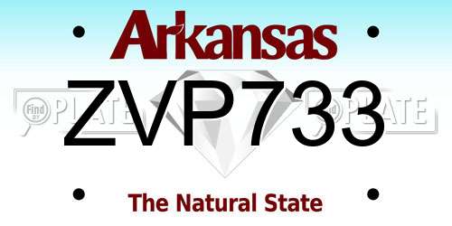 ZVP733 Arkansas License Plate