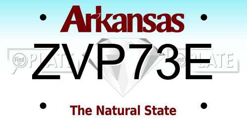 ZVP73E Arkansas License Plate