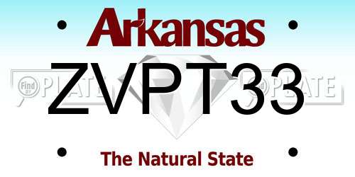 ZVPT33 Arkansas License Plate