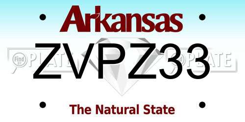 ZVPZ33 Arkansas License Plate
