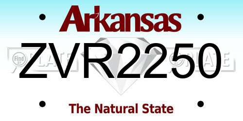 ZVR2250 Arkansas License Plate