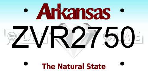 ZVR2750 Arkansas License Plate