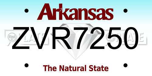 ZVR7250 Arkansas License Plate