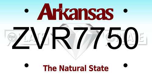 ZVR7750 Arkansas License Plate