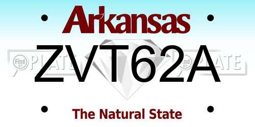 ZVT62A Arkansas License Plate