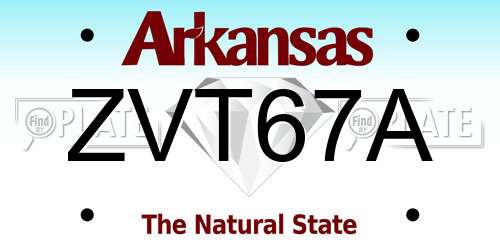ZVT67A Arkansas License Plate