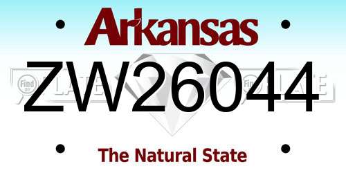ZW26044 Arkansas License Plate