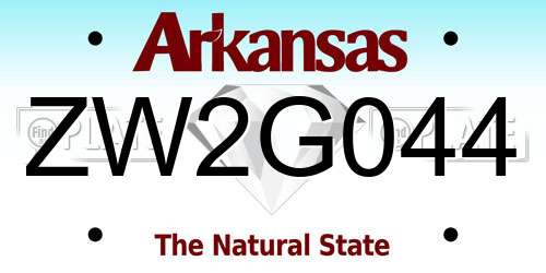 ZW2G044 Arkansas License Plate