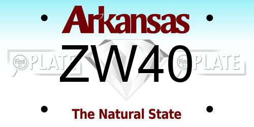 ZW40 Arkansas License Plate
