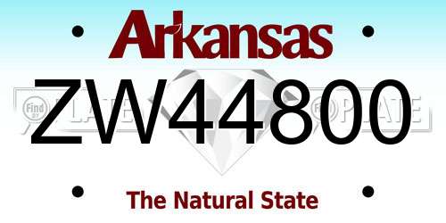 ZW44800 Arkansas License Plate