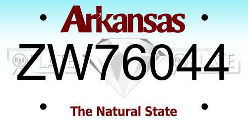 ZW76044 Arkansas License Plate