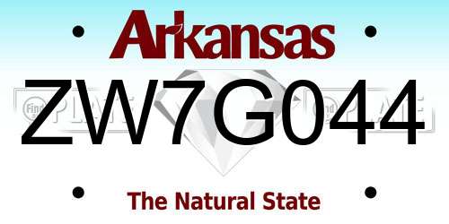 ZW7G044 Arkansas License Plate