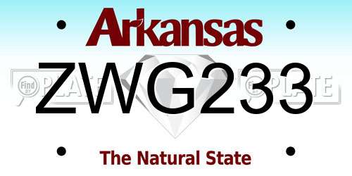 ZWG233 Arkansas License Plate
