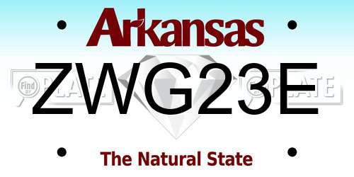 ZWG23E Arkansas License Plate