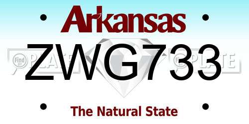 ZWG733 Arkansas License Plate