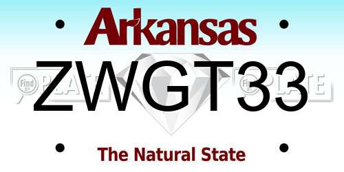 ZWGT33 Arkansas License Plate