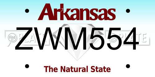 ZWM554 Arkansas License Plate