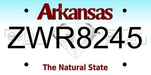 ZWR8245 Arkansas License Plate