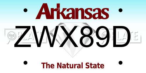 ZWX89D Arkansas License Plate