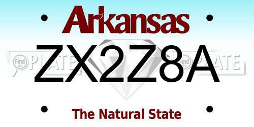 ZX2Z8A Arkansas License Plate