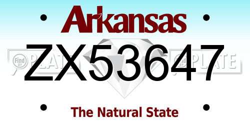ZX53647 Arkansas License Plate