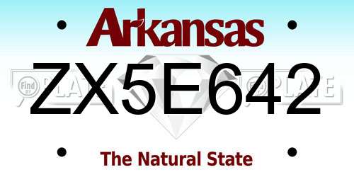 ZX5E642 Arkansas License Plate