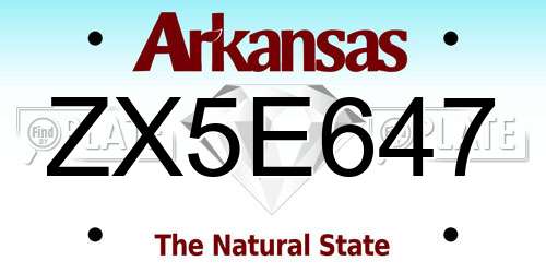 ZX5E647 Arkansas License Plate
