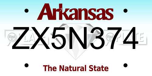 ZX5N374 Arkansas License Plate