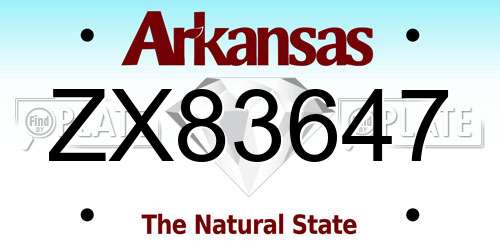 ZX83647 Arkansas License Plate