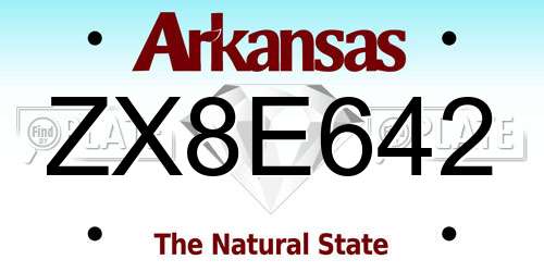 ZX8E642 Arkansas License Plate
