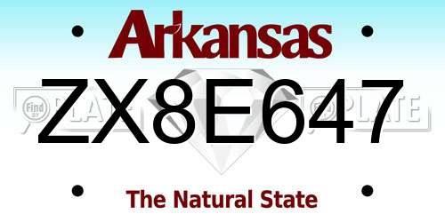 ZX8E647 Arkansas License Plate