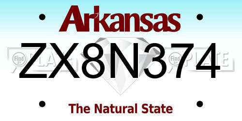 ZX8N374 Arkansas License Plate
