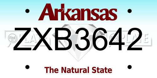 ZXB3642 Arkansas License Plate
