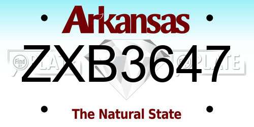 ZXB3647 Arkansas License Plate