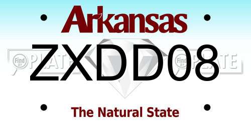 ZXDD08 Arkansas License Plate