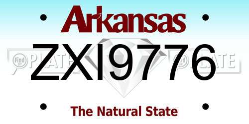 ZXI9776 Arkansas License Plate