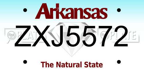 ZXJ5572 Arkansas License Plate