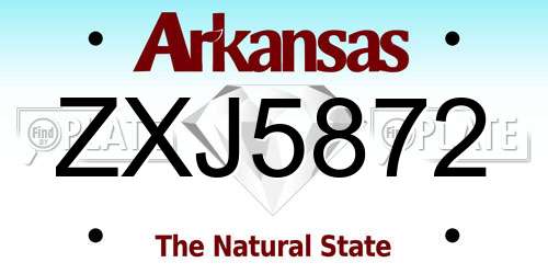 ZXJ5872 Arkansas License Plate