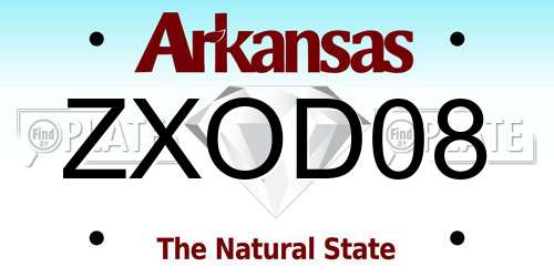 ZXOD08 Arkansas License Plate