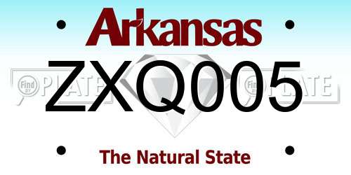 ZXQ005 Arkansas License Plate