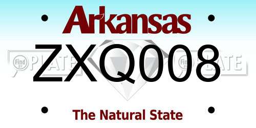 ZXQ008 Arkansas License Plate