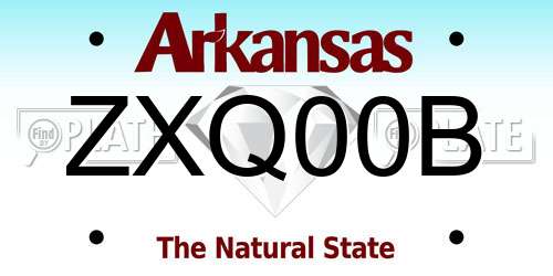 ZXQ00B Arkansas License Plate