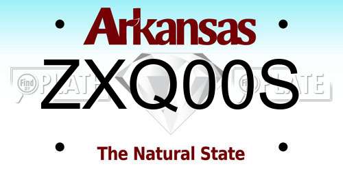 ZXQ00S Arkansas License Plate