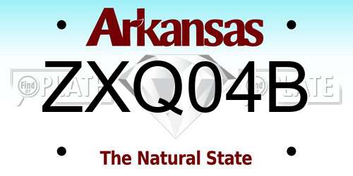ZXQ04B Arkansas License Plate