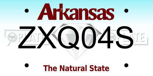 ZXQ04S Arkansas License Plate